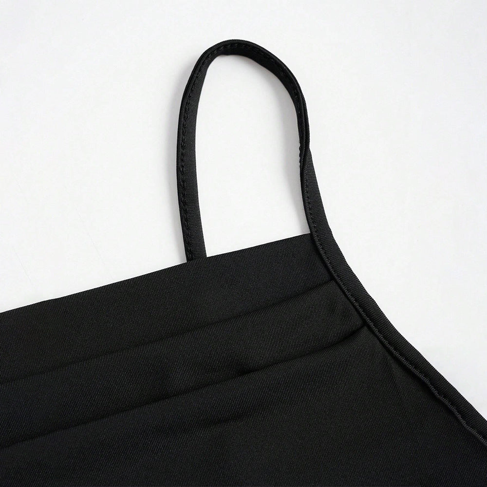 Collarless Dress Spring New High Waist Tied Spaghetti-strap Sheath